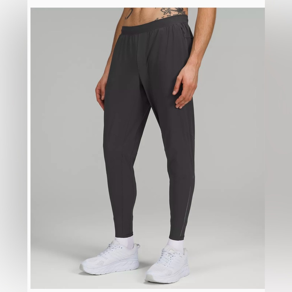 Men’s Lululemon lightweight running pants, Black, Size Large.